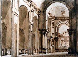 L'interno della chiesa in un disegno ottocentesco